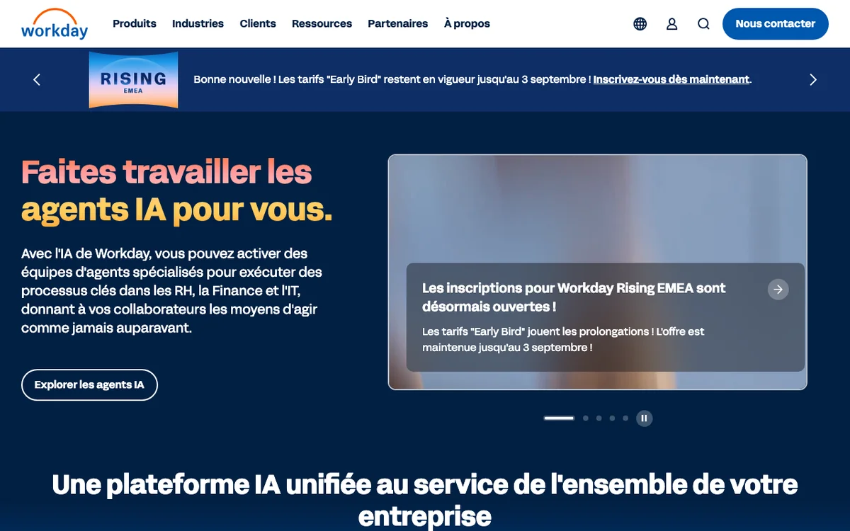 Aperçu du site Workday
