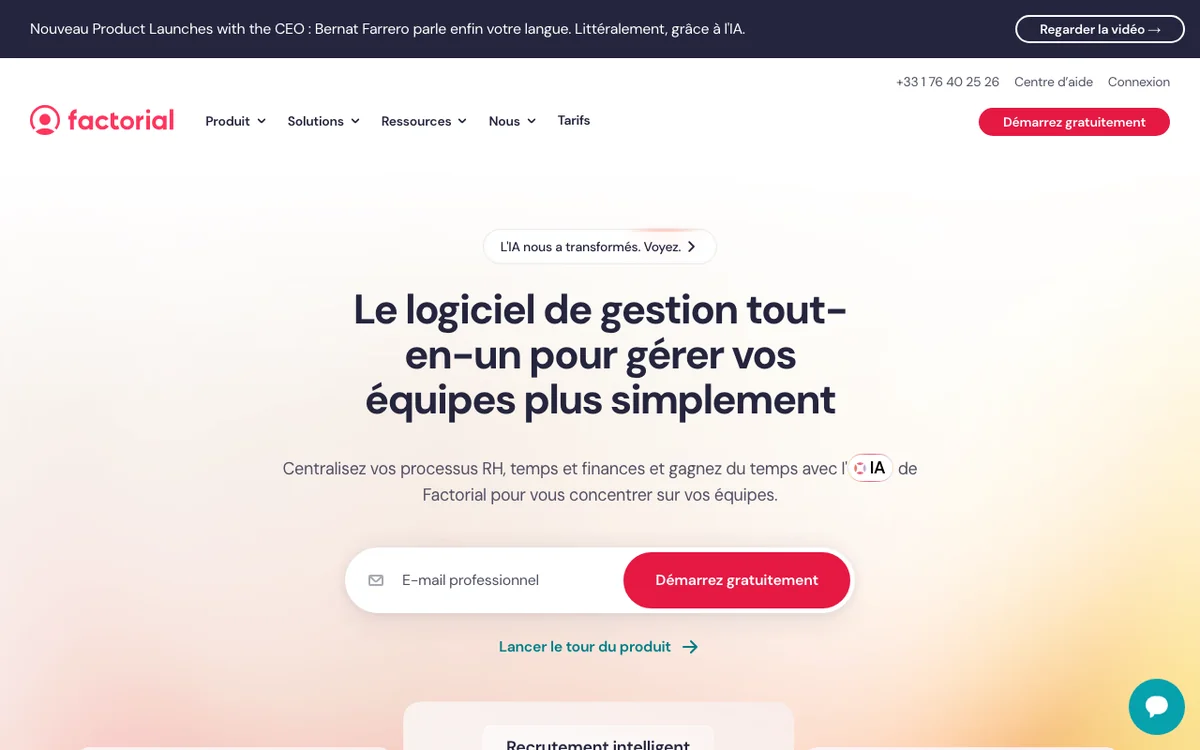 Aperçu du site Factorial